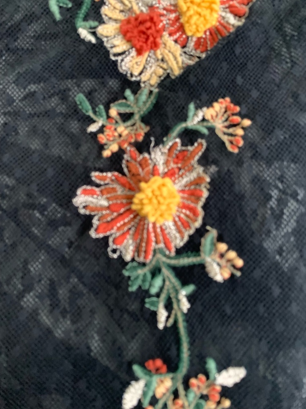 Maeve x Anthropologie Black Cadiz Sheer Blouse with Orange Floral Embroidery - Picture 8 of 11
